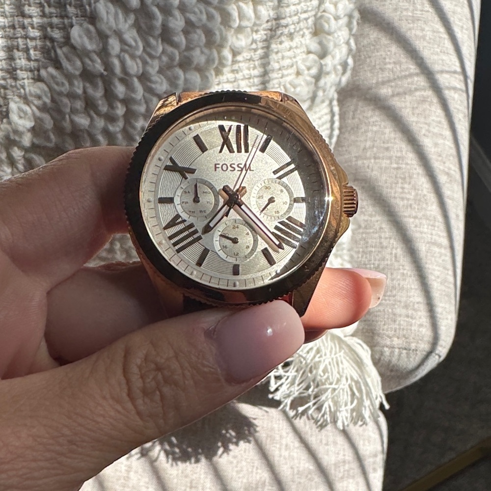 Fossil Rose Gold Watch with White Dial
